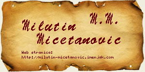 Milutin Mičetanović vizit kartica